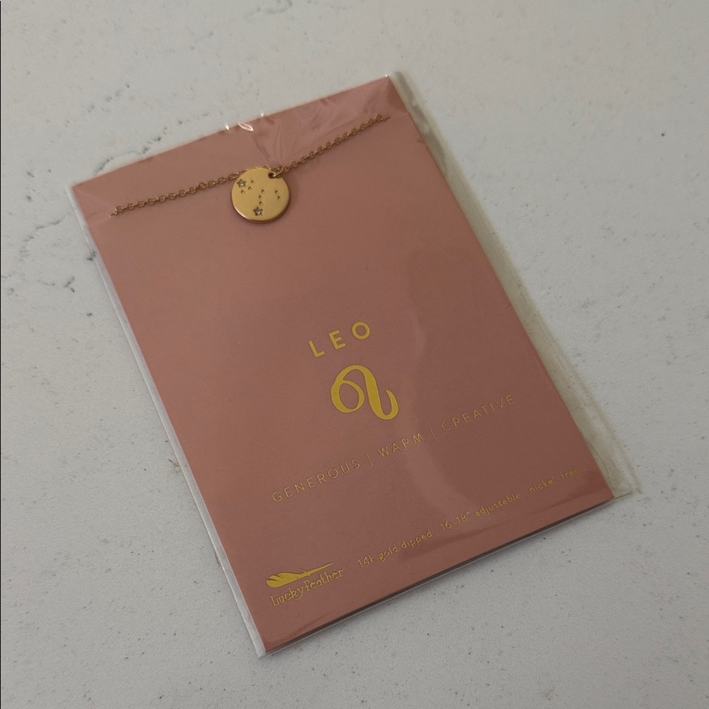Leo Zodiac Gold Necklace by Lucky Feather